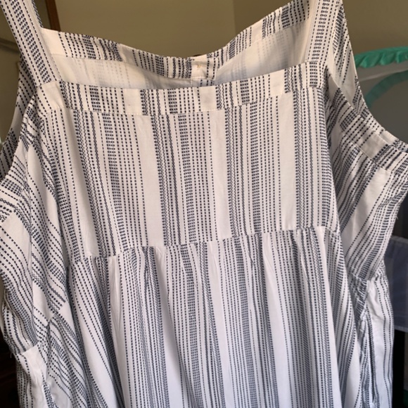 LOFT White and Black Striped Midi Dress - Picture 3 of 8